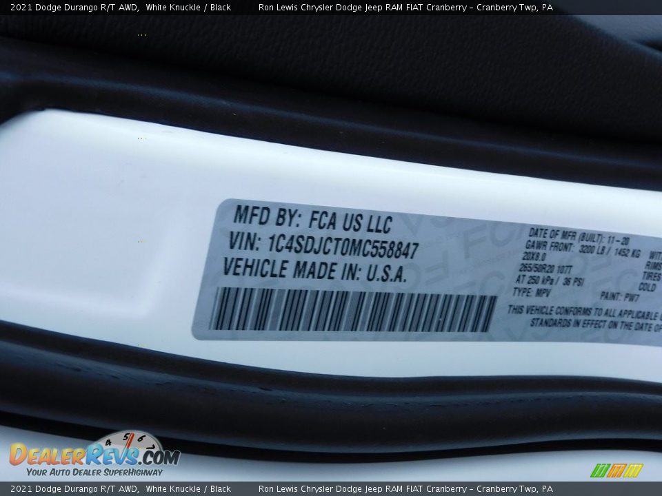 2021 Dodge Durango R/T AWD White Knuckle / Black Photo #20
