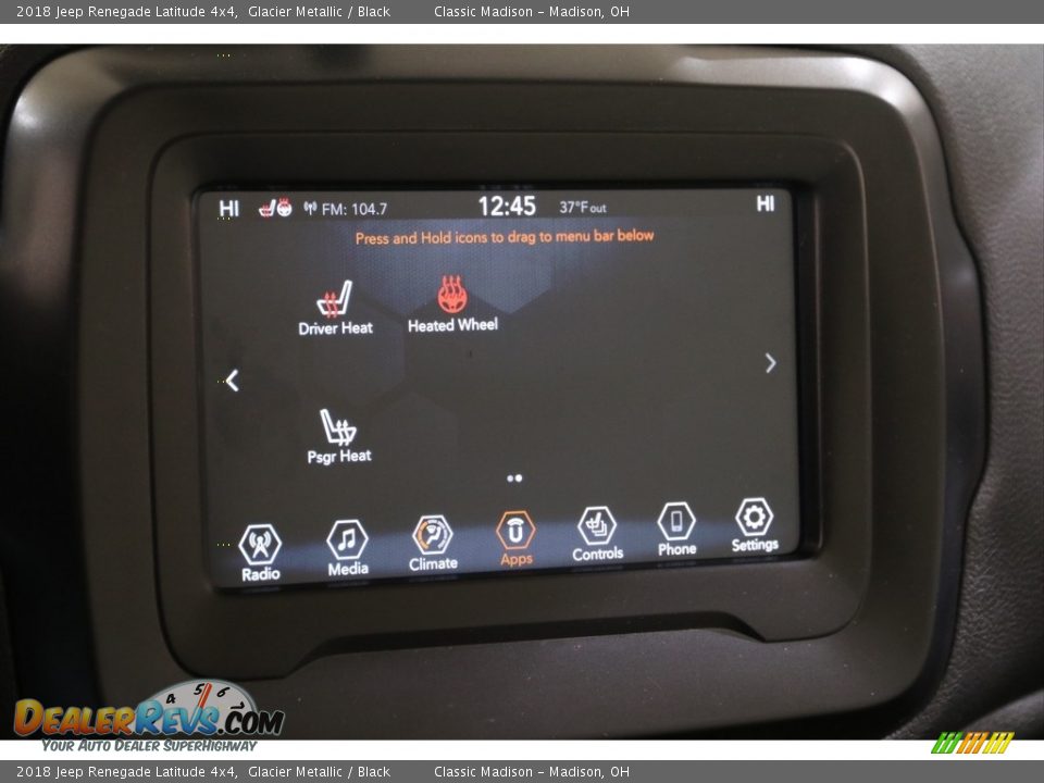 2018 Jeep Renegade Latitude 4x4 Glacier Metallic / Black Photo #13