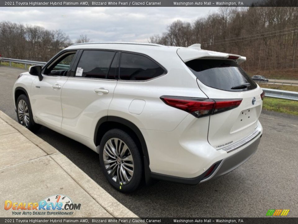 2021 Toyota Highlander Hybrid Platinum AWD Blizzard White Pearl / Glazed Caramel Photo #2