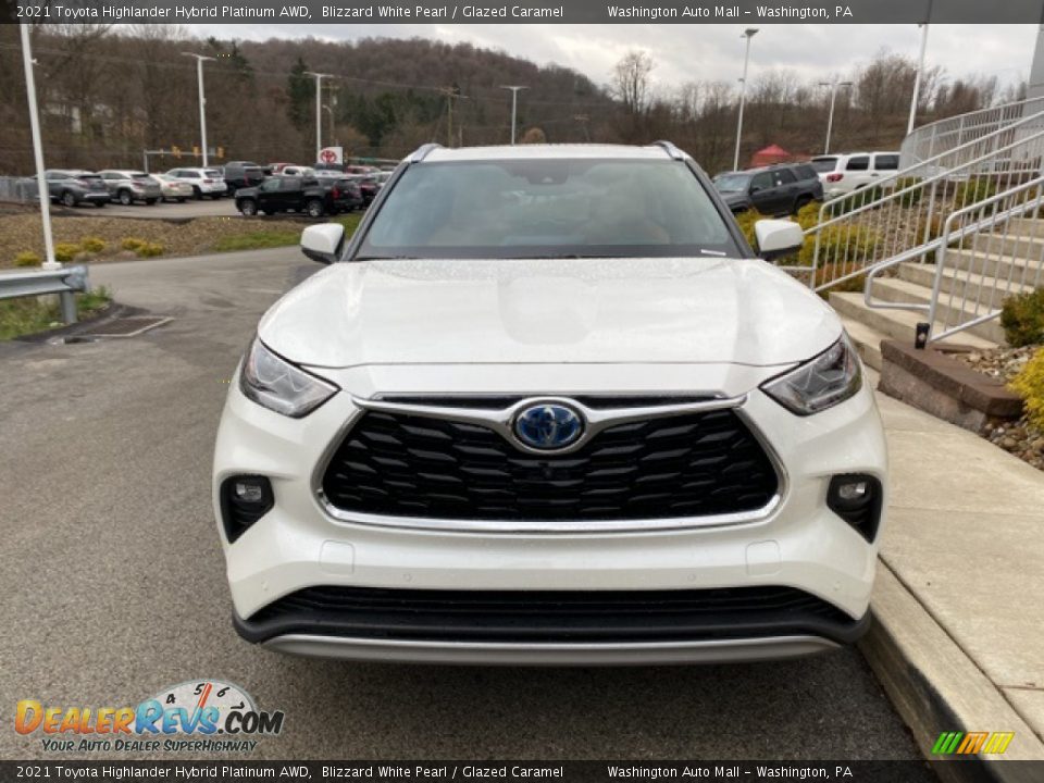 2021 Toyota Highlander Hybrid Platinum AWD Blizzard White Pearl / Glazed Caramel Photo #13