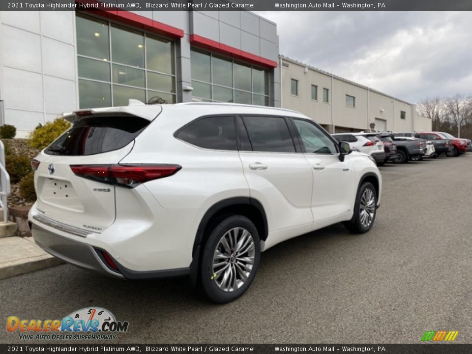 2021 Toyota Highlander Hybrid Platinum AWD Blizzard White Pearl / Glazed Caramel Photo #15