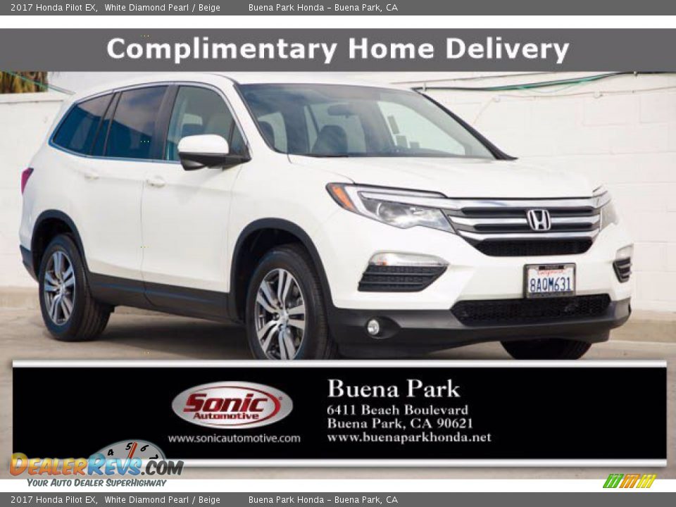 2017 Honda Pilot EX White Diamond Pearl / Beige Photo #1