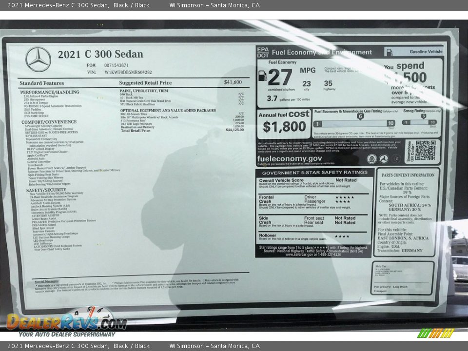 2021 Mercedes-Benz C 300 Sedan Black / Black Photo #10