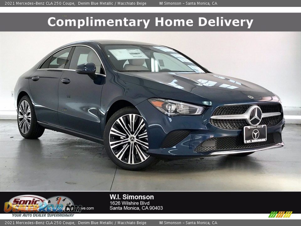 2021 Mercedes-Benz CLA 250 Coupe Denim Blue Metallic / Macchiato Beige Photo #1