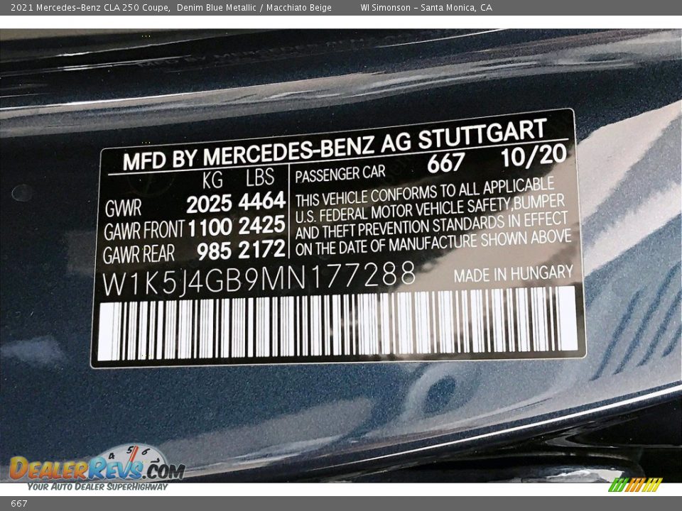 Mercedes-Benz Color Code 667 Denim Blue Metallic