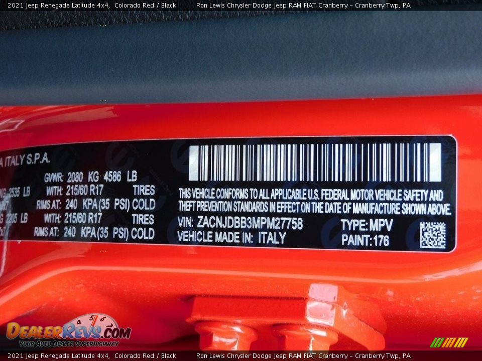 2021 Jeep Renegade Latitude 4x4 Colorado Red / Black Photo #20