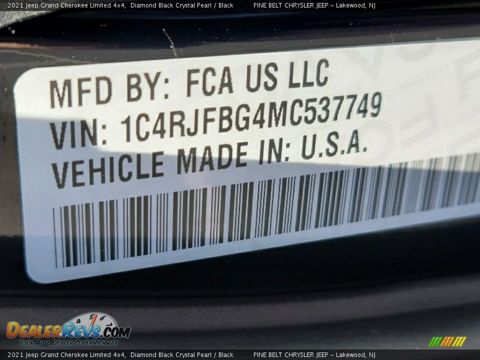 2021 Jeep Grand Cherokee Limited 4x4 Diamond Black Crystal Pearl / Black Photo #14