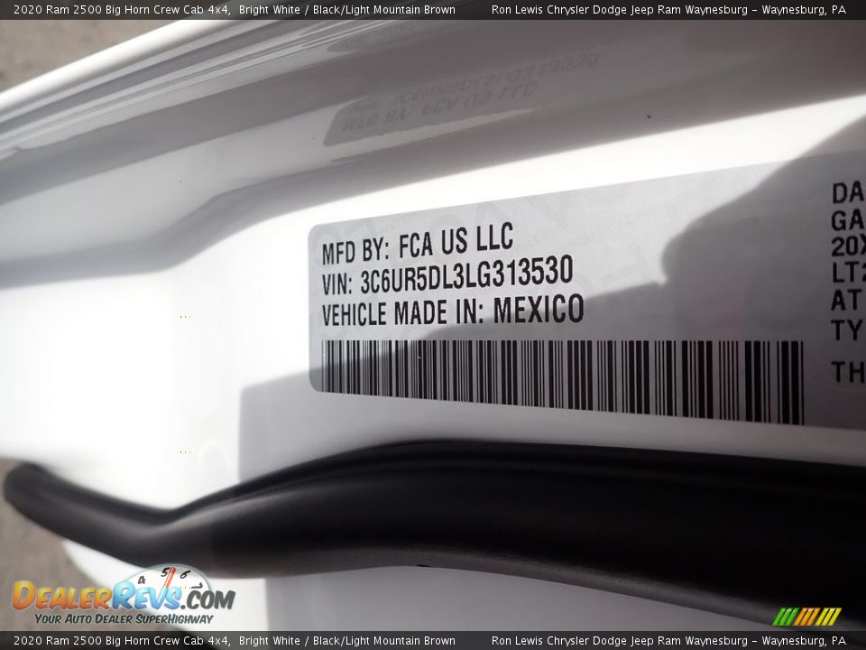 2020 Ram 2500 Big Horn Crew Cab 4x4 Bright White / Black/Light Mountain Brown Photo #14