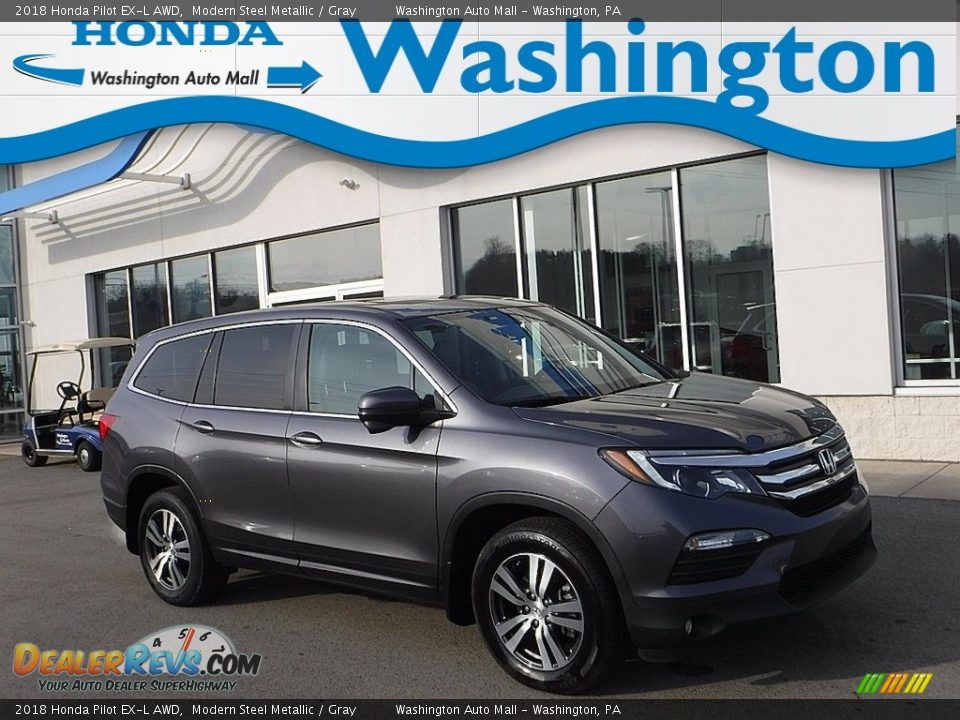 2018 Honda Pilot EX-L AWD Modern Steel Metallic / Gray Photo #1