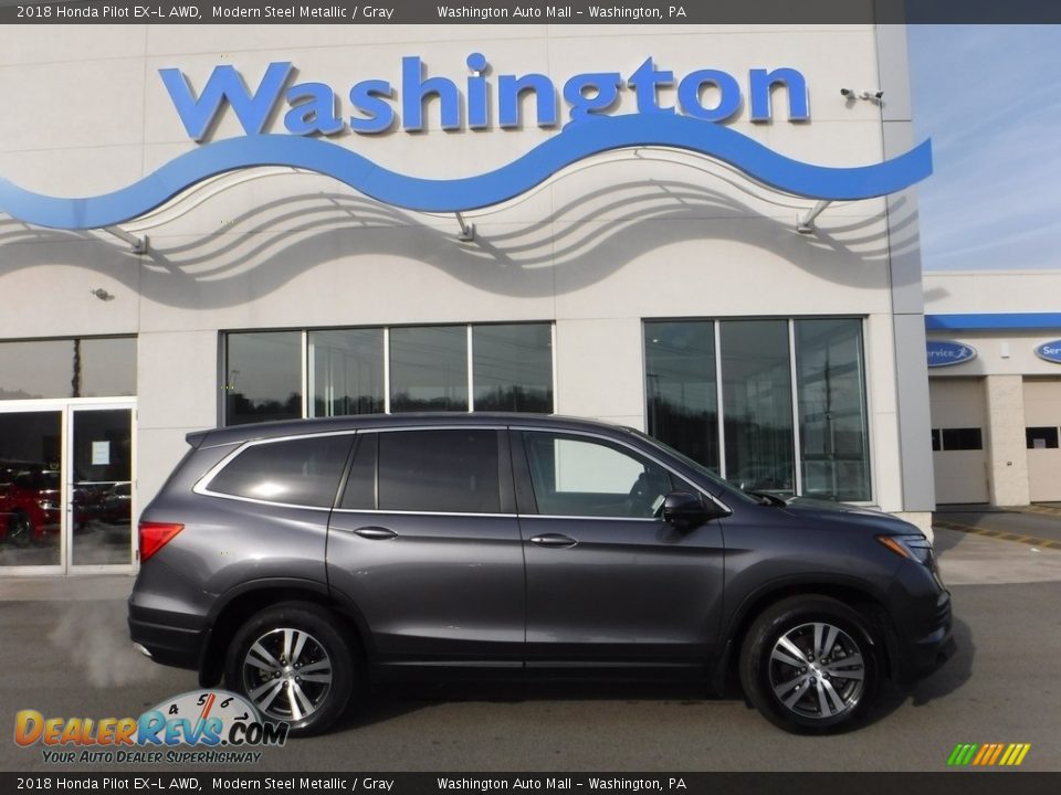 2018 Honda Pilot EX-L AWD Modern Steel Metallic / Gray Photo #2