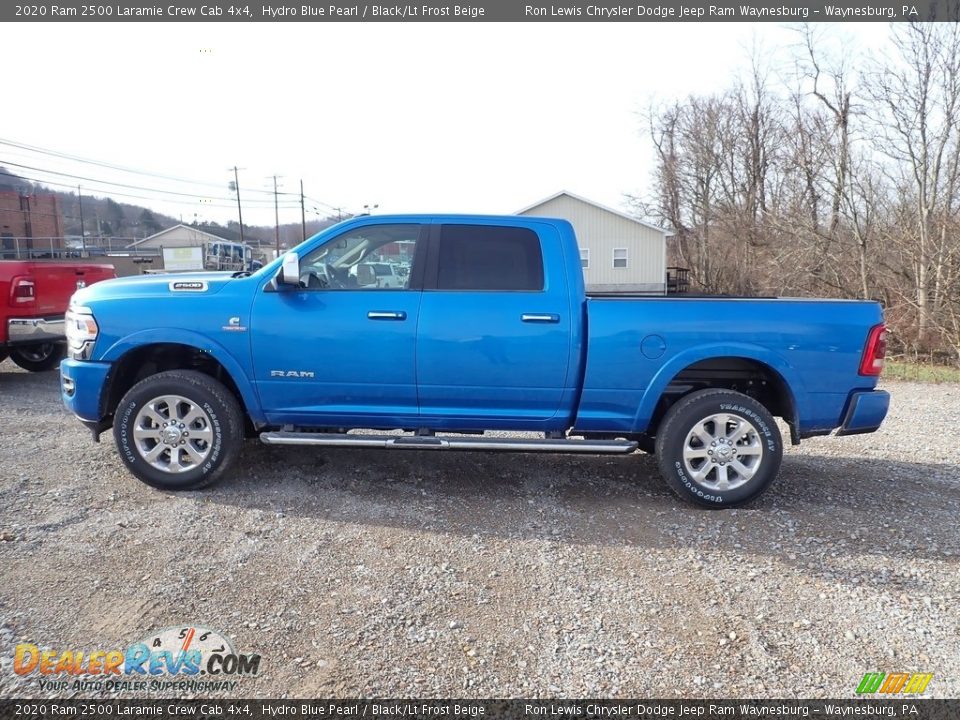 2020 Ram 2500 Laramie Crew Cab 4x4 Hydro Blue Pearl / Black/Lt Frost Beige Photo #2