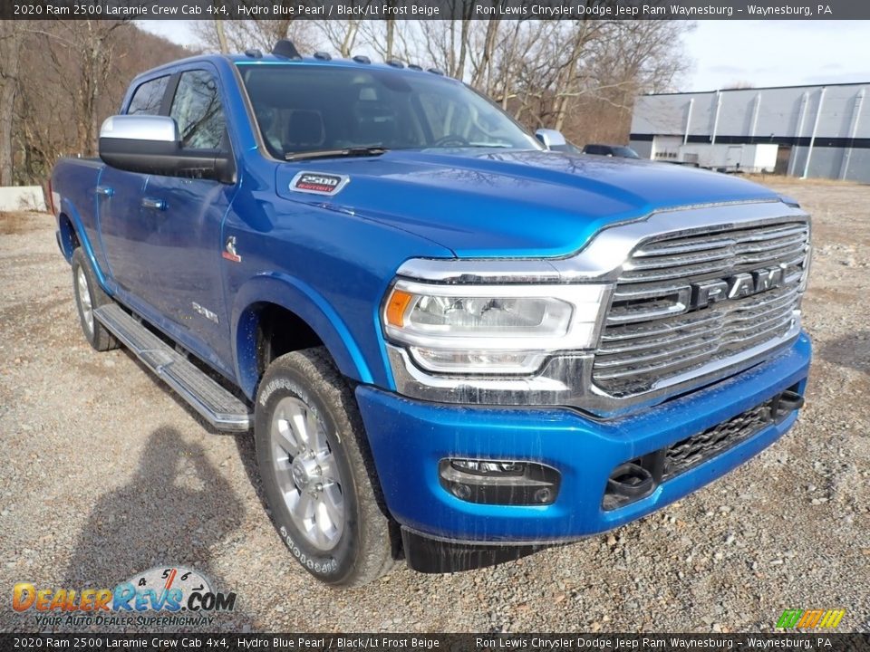 2020 Ram 2500 Laramie Crew Cab 4x4 Hydro Blue Pearl / Black/Lt Frost Beige Photo #7