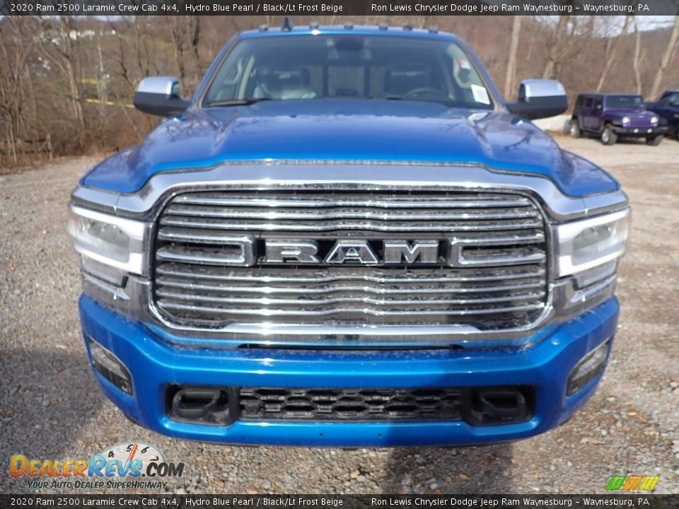 2020 Ram 2500 Laramie Crew Cab 4x4 Hydro Blue Pearl / Black/Lt Frost Beige Photo #8