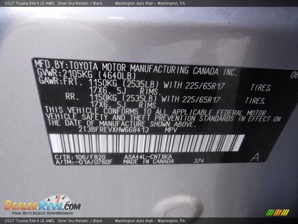 2017 Toyota RAV4 LE AWD Silver Sky Metallic / Black Photo #24