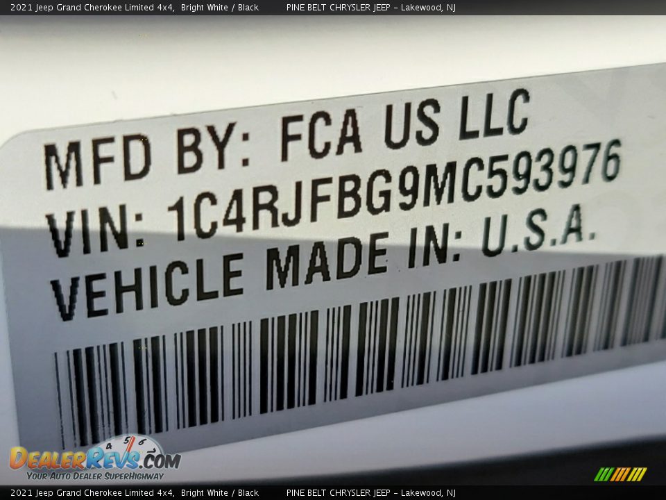 2021 Jeep Grand Cherokee Limited 4x4 Bright White / Black Photo #14