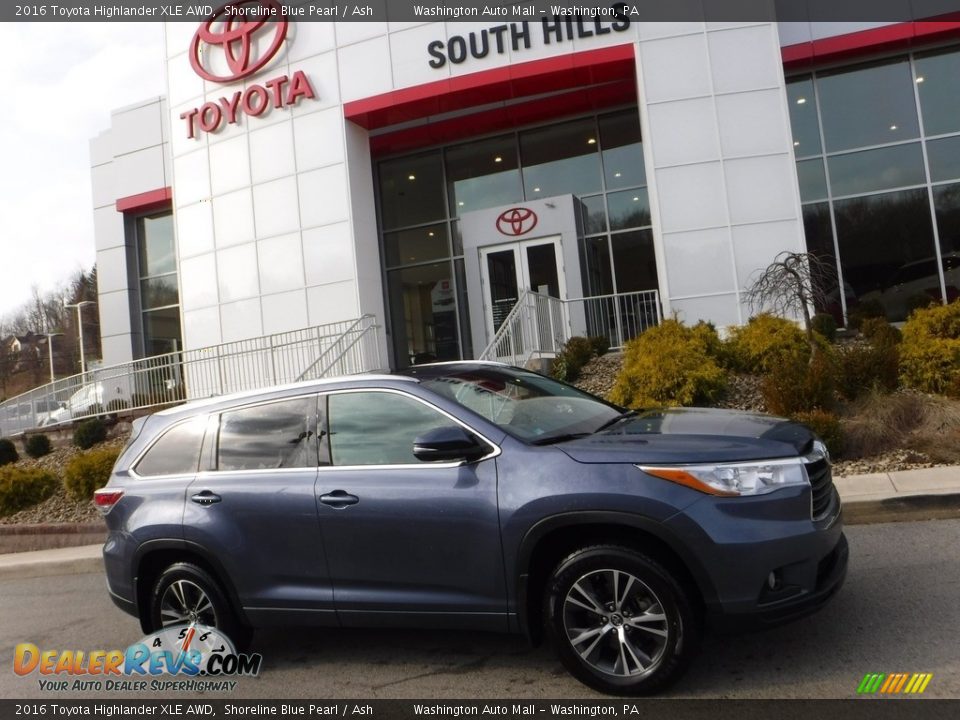 2016 Toyota Highlander XLE AWD Shoreline Blue Pearl / Ash Photo #2
