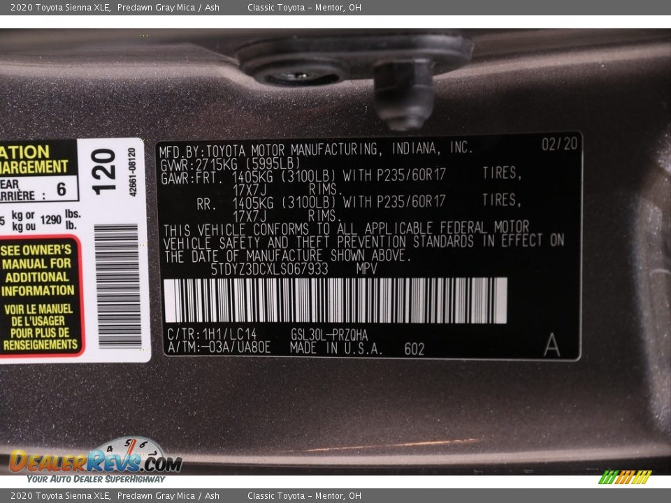 2020 Toyota Sienna XLE Predawn Gray Mica / Ash Photo #24