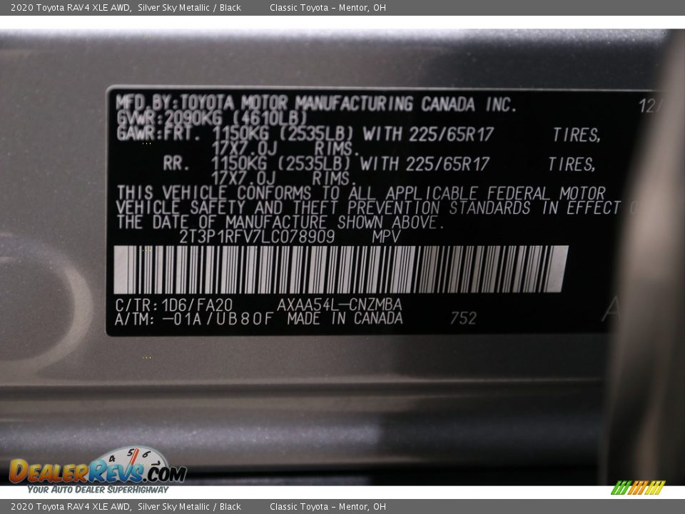 2020 Toyota RAV4 XLE AWD Silver Sky Metallic / Black Photo #26