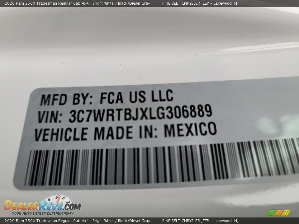 2020 Ram 3500 Tradesman Regular Cab 4x4 Bright White / Black/Diesel Gray Photo #13