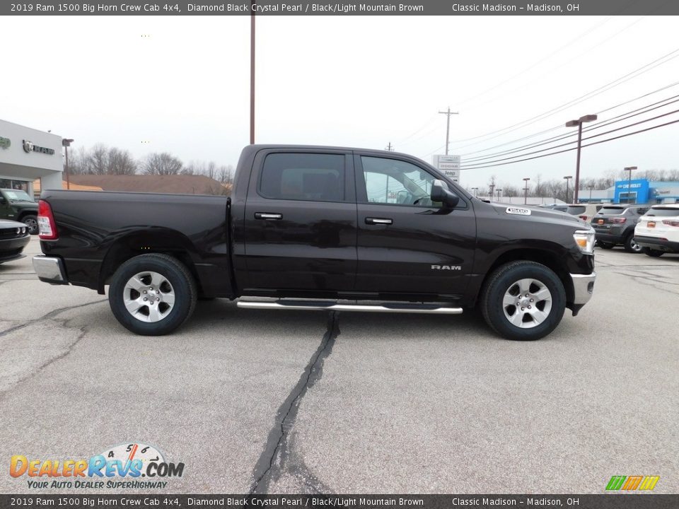 2019 Ram 1500 Big Horn Crew Cab 4x4 Diamond Black Crystal Pearl / Black/Light Mountain Brown Photo #2