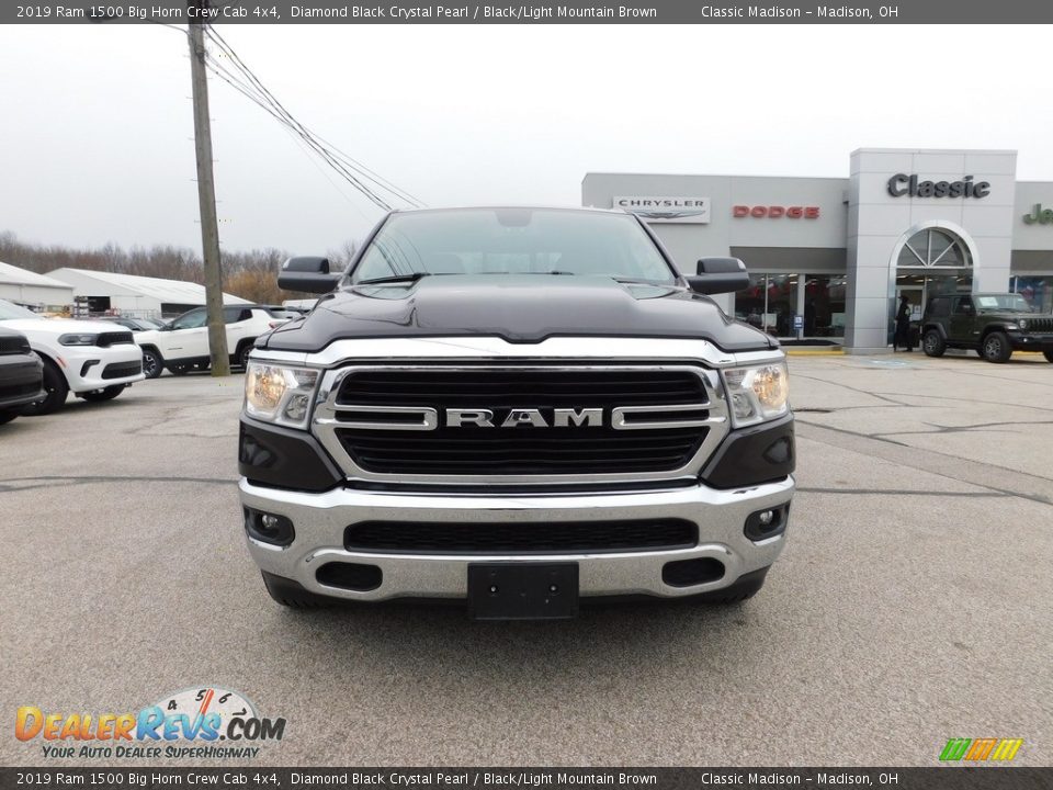2019 Ram 1500 Big Horn Crew Cab 4x4 Diamond Black Crystal Pearl / Black/Light Mountain Brown Photo #3