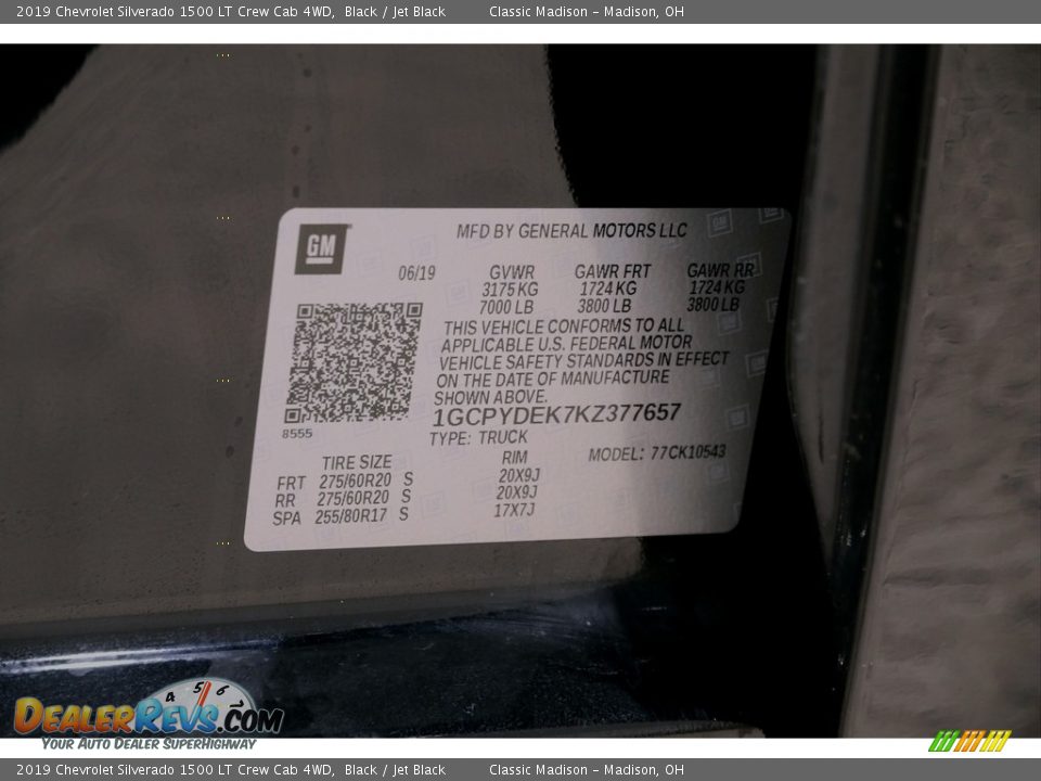 2019 Chevrolet Silverado 1500 LT Crew Cab 4WD Black / Jet Black Photo #23