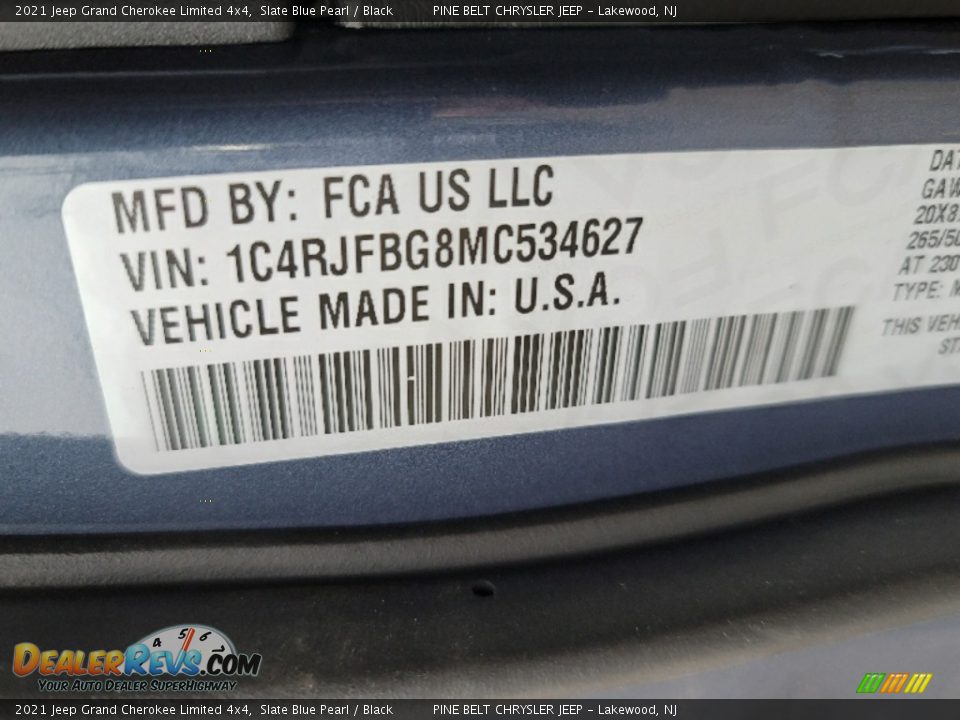 2021 Jeep Grand Cherokee Limited 4x4 Slate Blue Pearl / Black Photo #14