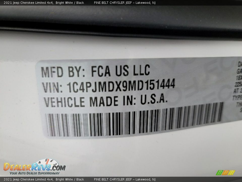 2021 Jeep Cherokee Limited 4x4 Bright White / Black Photo #14