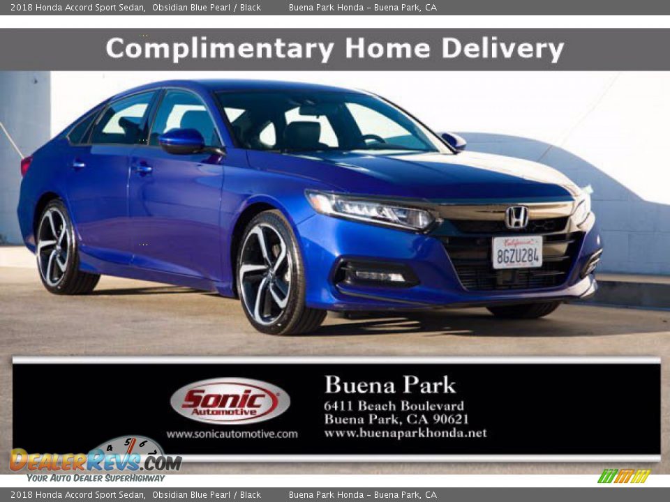 2018 Honda Accord Sport Sedan Obsidian Blue Pearl / Black Photo #1