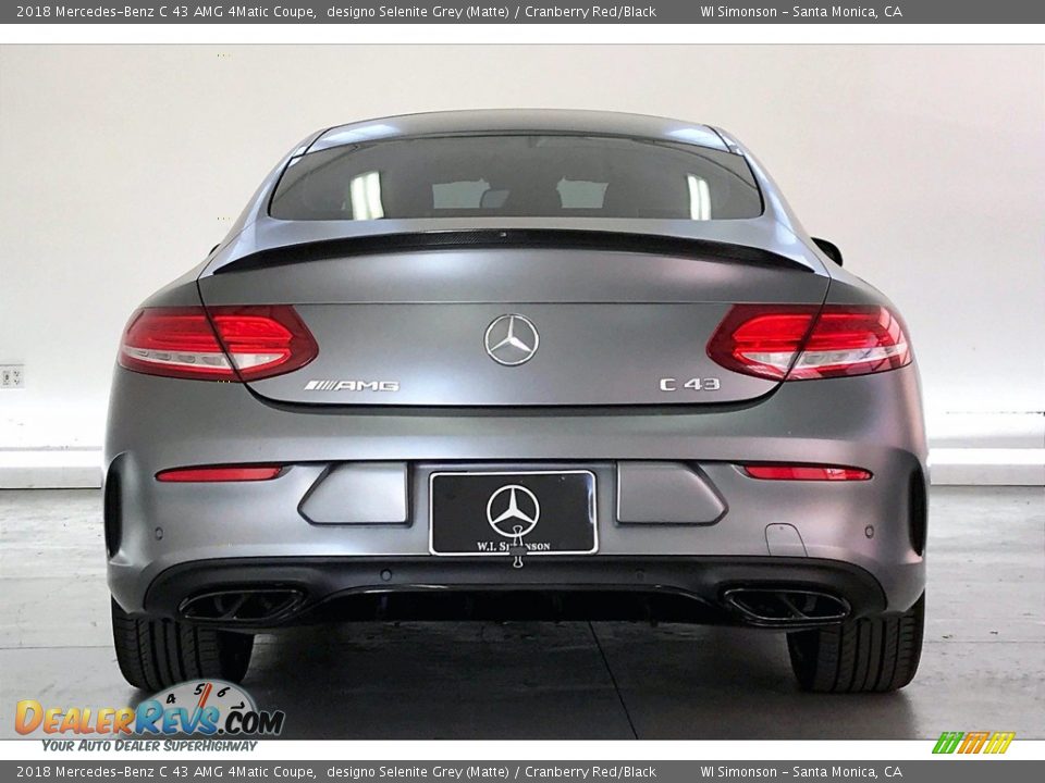 2018 Mercedes-Benz C 43 AMG 4Matic Coupe designo Selenite Grey (Matte) / Cranberry Red/Black Photo #3