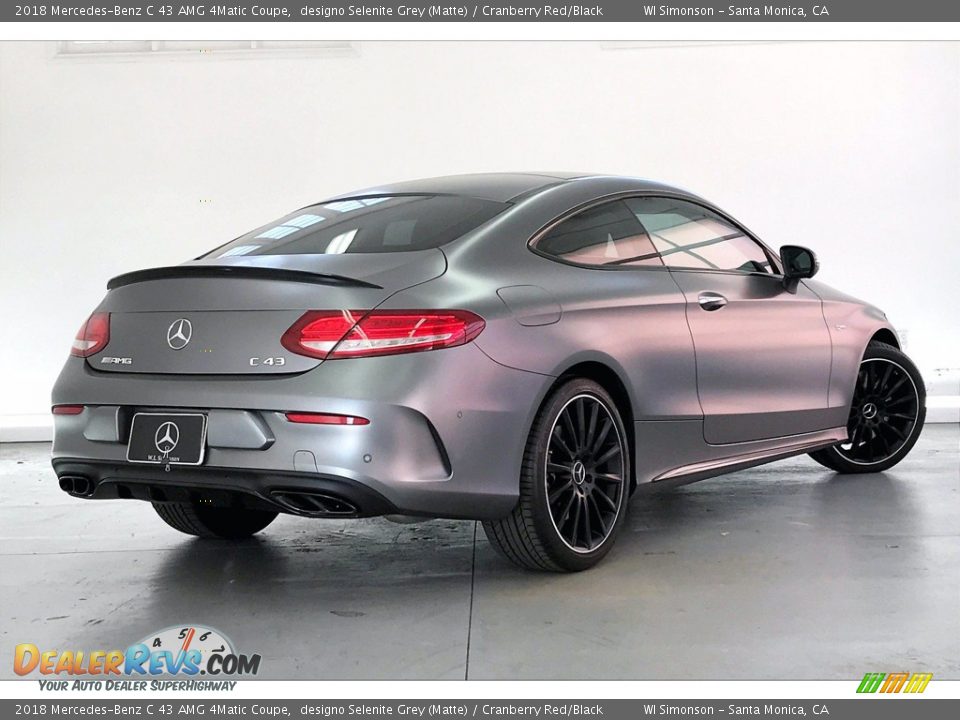 2018 Mercedes-Benz C 43 AMG 4Matic Coupe designo Selenite Grey (Matte) / Cranberry Red/Black Photo #13