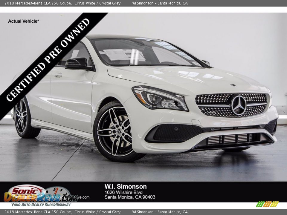 2018 Mercedes-Benz CLA 250 Coupe Cirrus White / Crystal Grey Photo #1