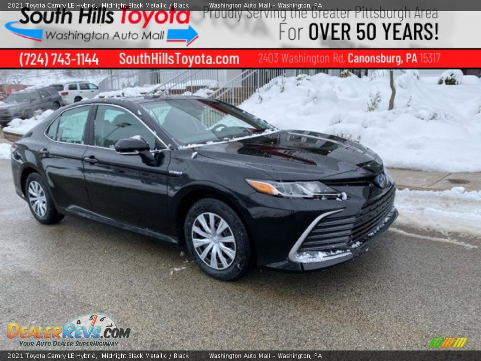 2021 Toyota Camry LE Hybrid Midnight Black Metallic / Black Photo #1