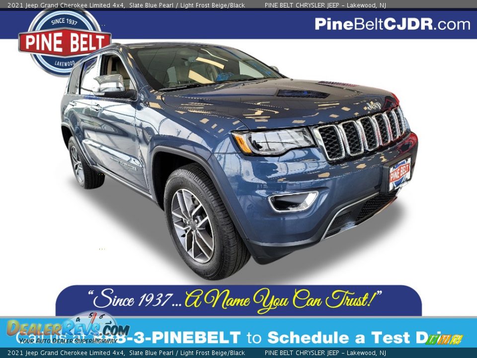 2021 Jeep Grand Cherokee Limited 4x4 Slate Blue Pearl / Light Frost Beige/Black Photo #1