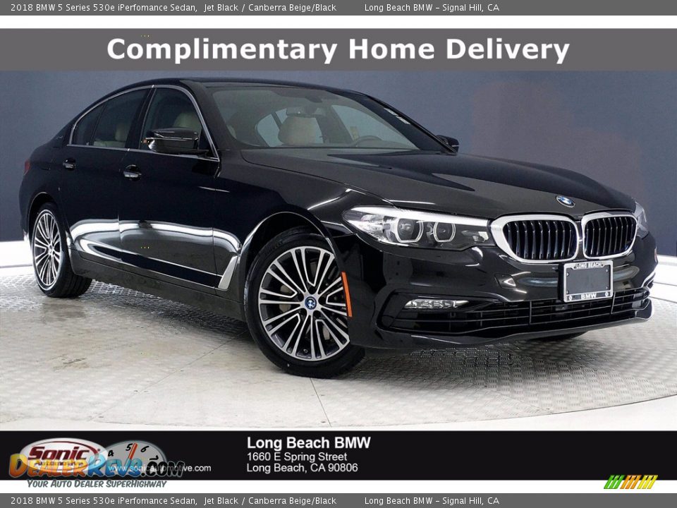 2018 BMW 5 Series 530e iPerfomance Sedan Jet Black / Canberra Beige/Black Photo #1