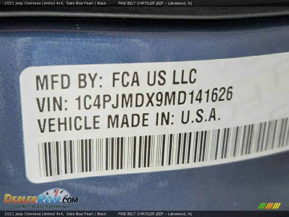 2021 Jeep Cherokee Limited 4x4 Slate Blue Pearl / Black Photo #14