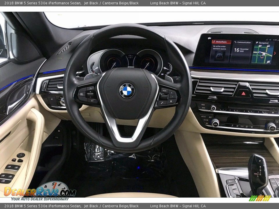 2018 BMW 5 Series 530e iPerfomance Sedan Jet Black / Canberra Beige/Black Photo #4