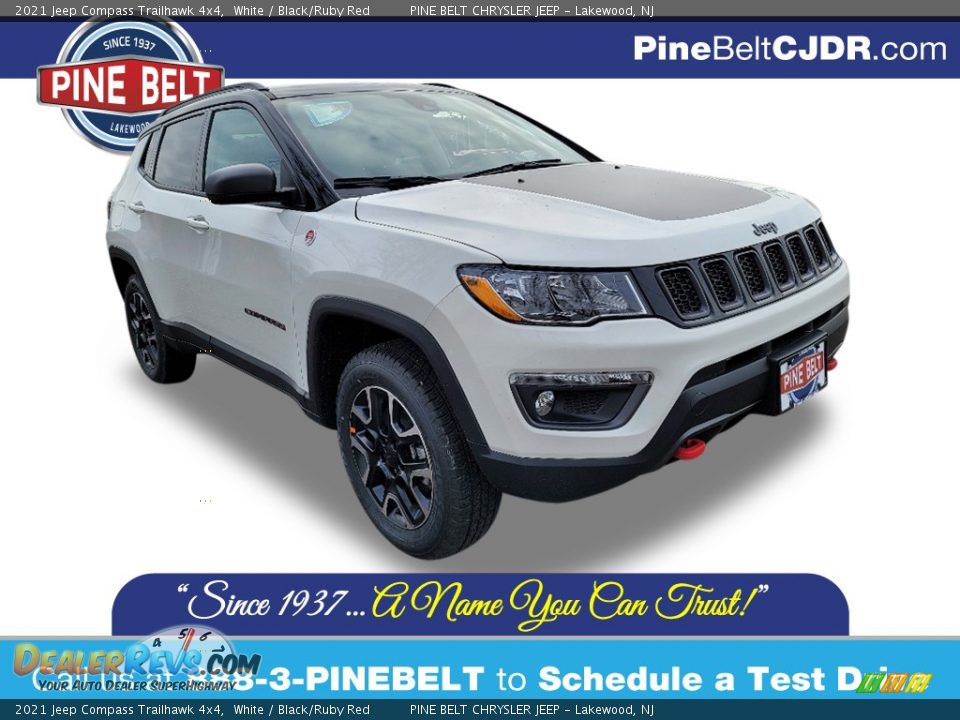 2021 Jeep Compass Trailhawk 4x4 White / Black/Ruby Red Photo #1