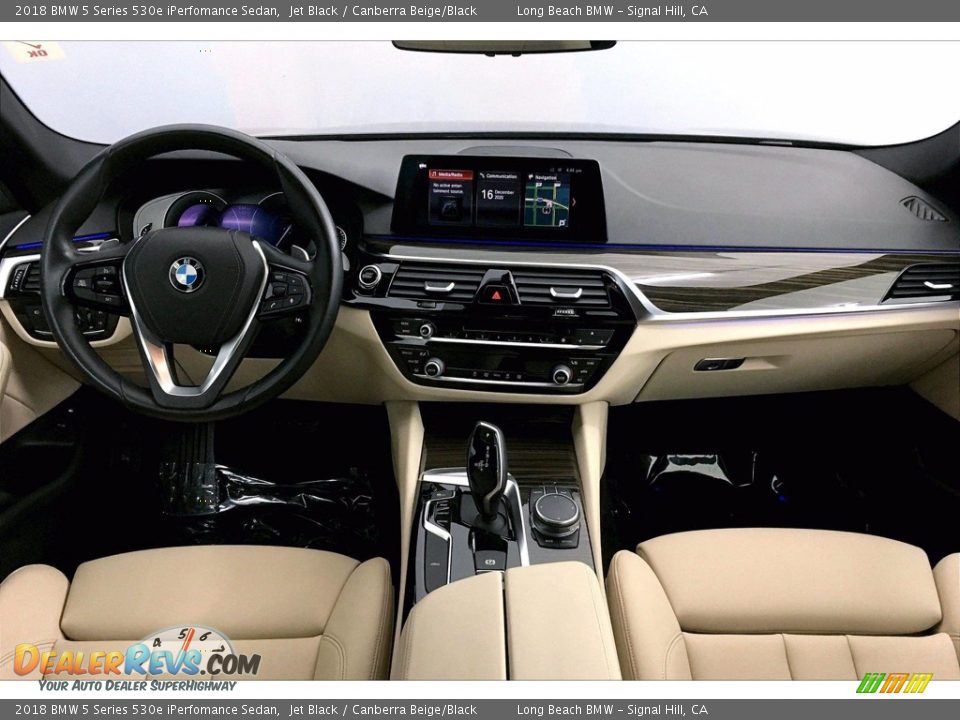 2018 BMW 5 Series 530e iPerfomance Sedan Jet Black / Canberra Beige/Black Photo #15