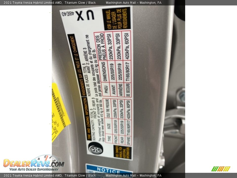 2021 Toyota Venza Hybrid Limited AWD Titanium Glow / Black Photo #34