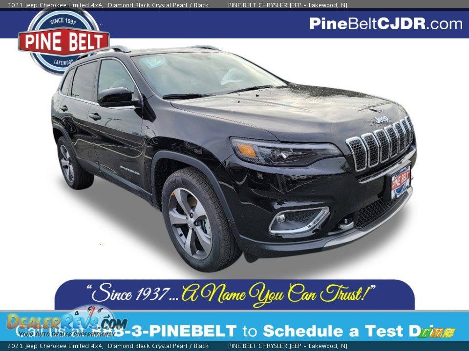 2021 Jeep Cherokee Limited 4x4 Diamond Black Crystal Pearl / Black Photo #1