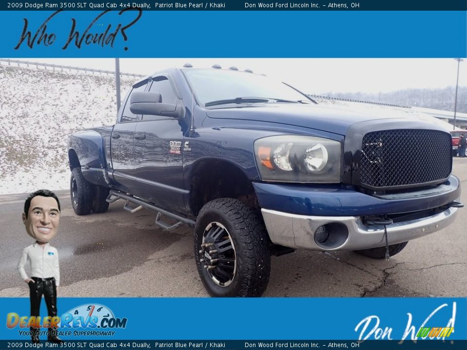 2009 Dodge Ram 3500 SLT Quad Cab 4x4 Dually Patriot Blue Pearl / Khaki Photo #1