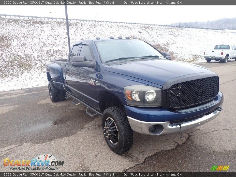2009 Dodge Ram 3500 SLT Quad Cab 4x4 Dually Patriot Blue Pearl / Khaki Photo #2