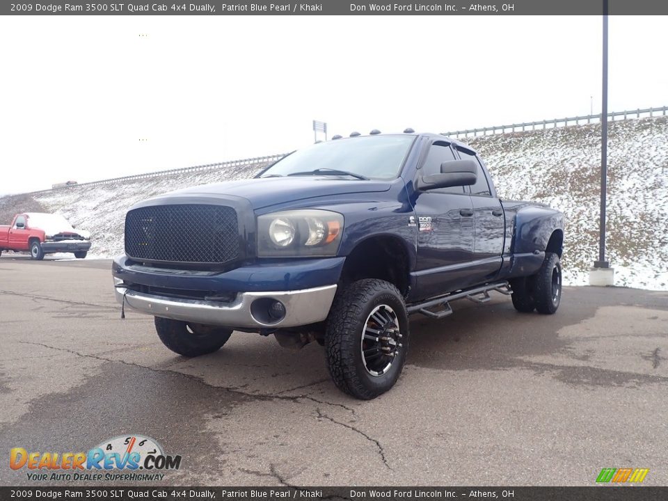 2009 Dodge Ram 3500 SLT Quad Cab 4x4 Dually Patriot Blue Pearl / Khaki Photo #4