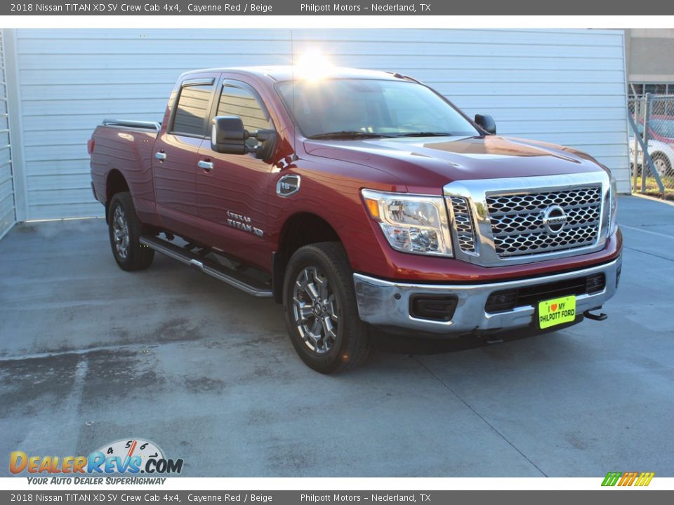 2018 Nissan TITAN XD SV Crew Cab 4x4 Cayenne Red / Beige Photo #2