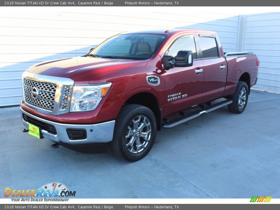 2018 Nissan TITAN XD SV Crew Cab 4x4 Cayenne Red / Beige Photo #4