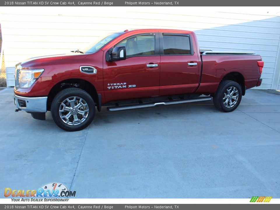 2018 Nissan TITAN XD SV Crew Cab 4x4 Cayenne Red / Beige Photo #6