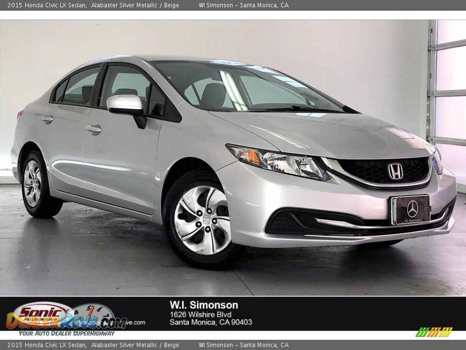 2015 Honda Civic LX Sedan Alabaster Silver Metallic / Beige Photo #1