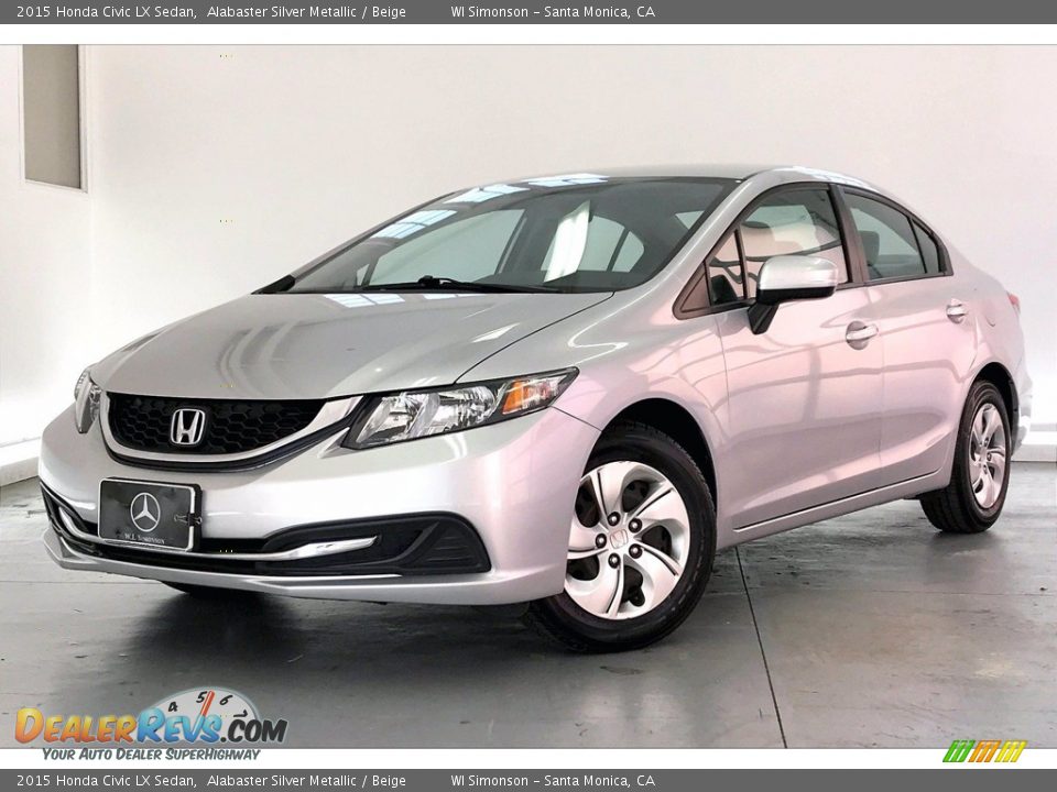 2015 Honda Civic LX Sedan Alabaster Silver Metallic / Beige Photo #12