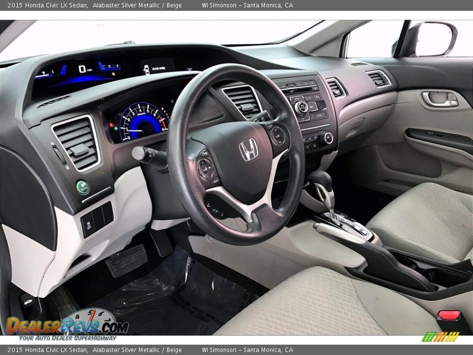 2015 Honda Civic LX Sedan Alabaster Silver Metallic / Beige Photo #14